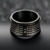 KarmaRipple's Tibetan Miniature Scriptures Heart Sutra Titanium Steel Spinner Balance Ring