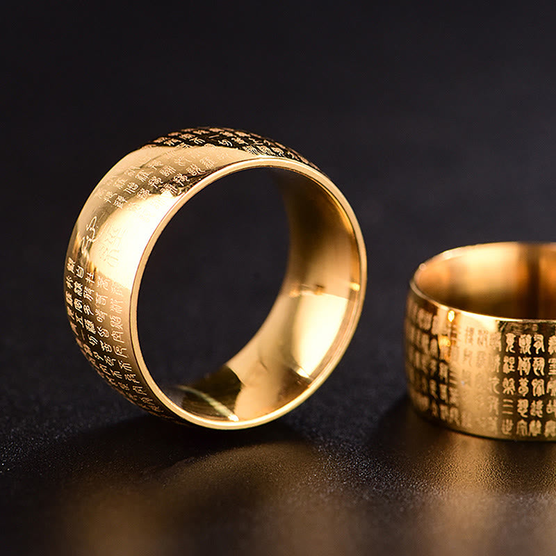 KarmaRipple's Tibetan Seal Heart Sutra Titanium Steel Balance Ring p9