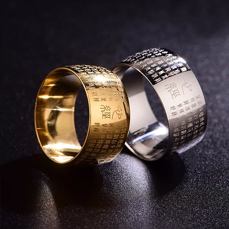 KarmaRipple's Tibetan Seal Heart Sutra Titanium Steel Balance Ring p21
