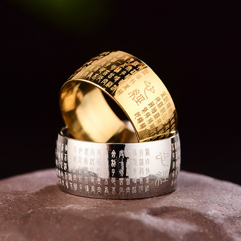 KarmaRipple's Tibetan Seal Heart Sutra Titanium Steel Balance Ring p17