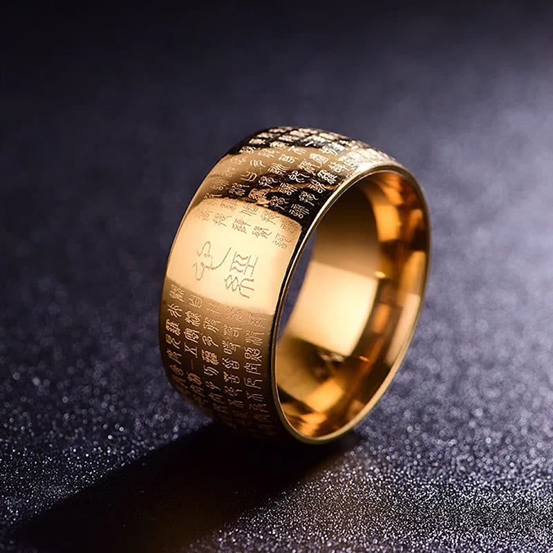 KarmaRipple's Tibetan Seal Heart Sutra Titanium Steel Balance Ring p29