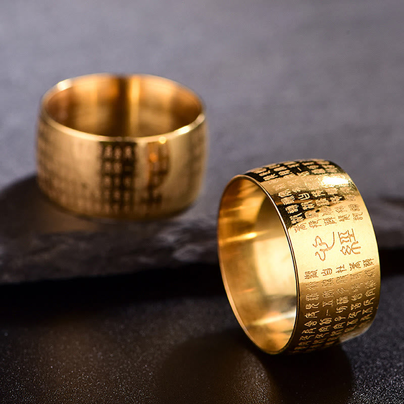 KarmaRipple's Tibetan Seal Heart Sutra Titanium Steel Balance Ring p5