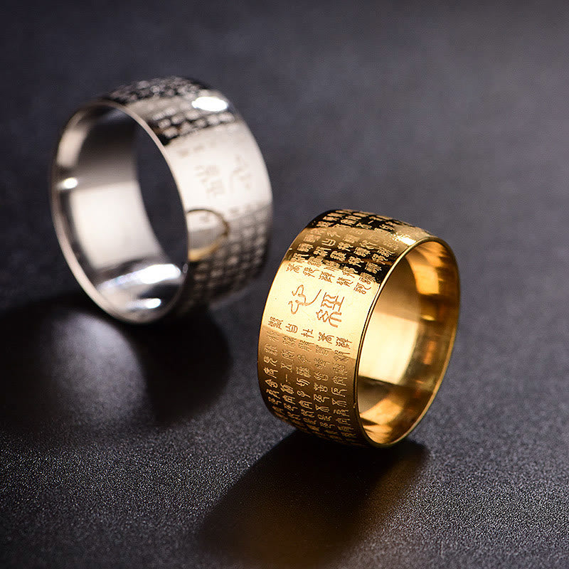 KarmaRipple's Tibetan Seal Heart Sutra Titanium Steel Balance Ring p19