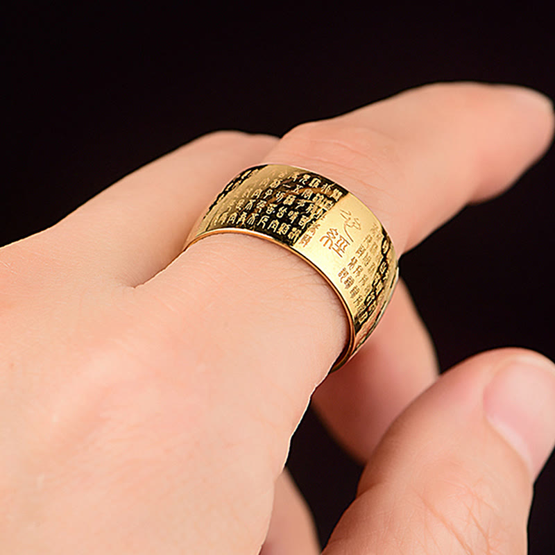 KarmaRipple's Tibetan Seal Heart Sutra Titanium Steel Balance Ring p4