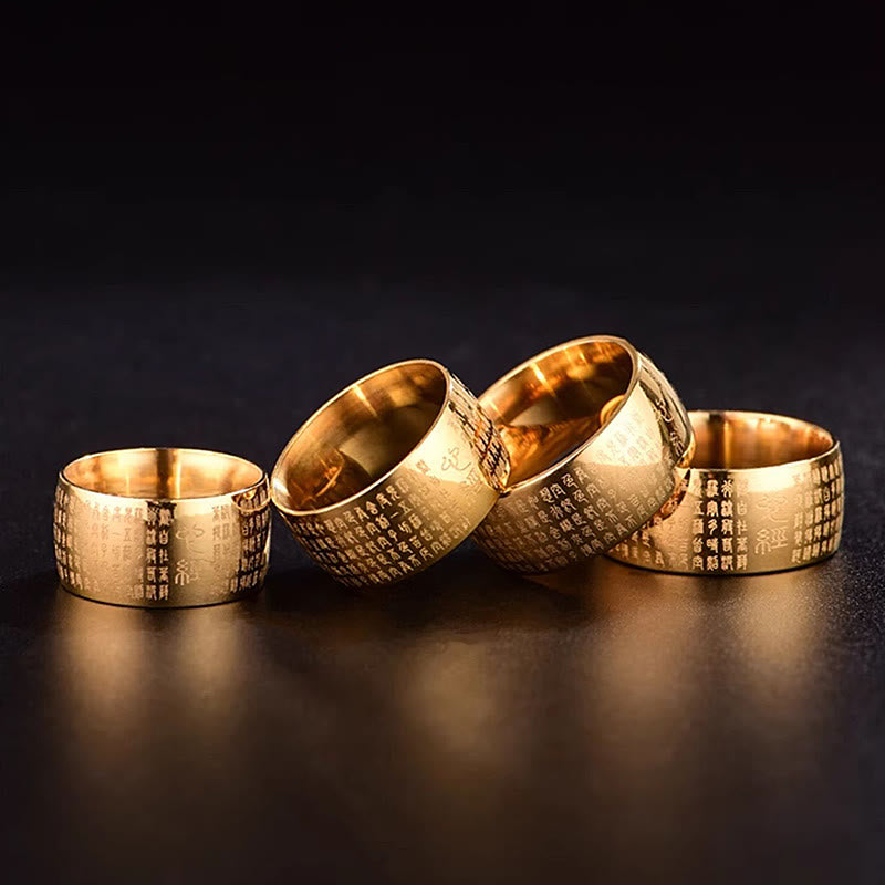 KarmaRipple's Tibetan Seal Heart Sutra Titanium Steel Balance Ring p11