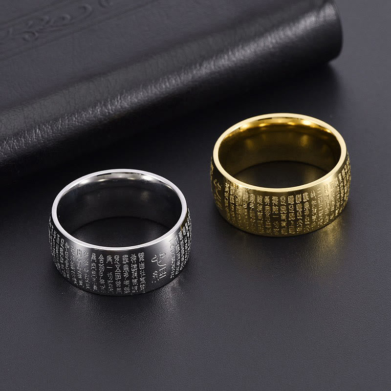 KarmaRipple's Tibetan Seal Heart Sutra Titanium Steel Balance Ring p22