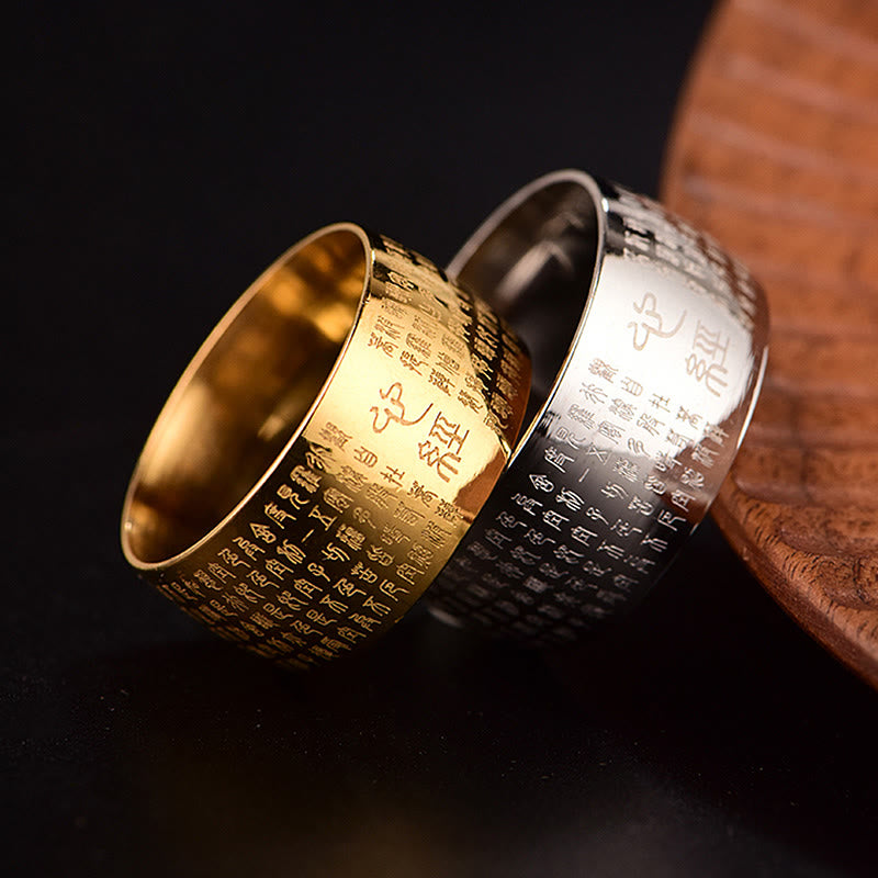 KarmaRipple's Tibetan Seal Heart Sutra Titanium Steel Balance Ring p25