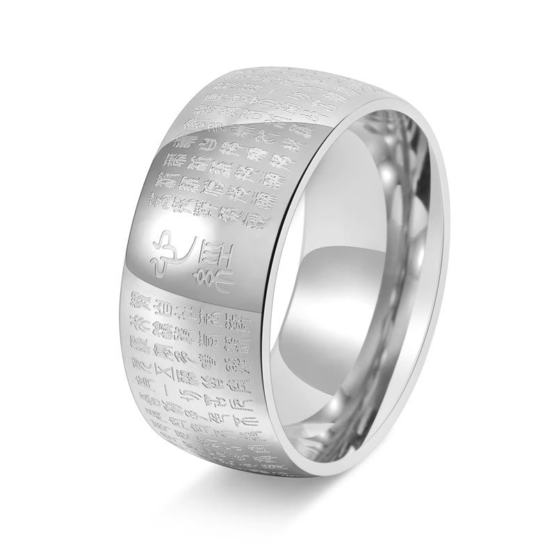 KarmaRipple's Tibetan Seal Heart Sutra Titanium Steel Balance Ring p12