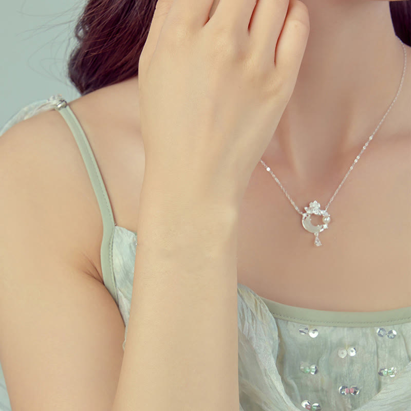 KarmaRipple's Hetian Jade 925 Sterling Silver Cubic Zirconia Pearl Pendant Necklace p2