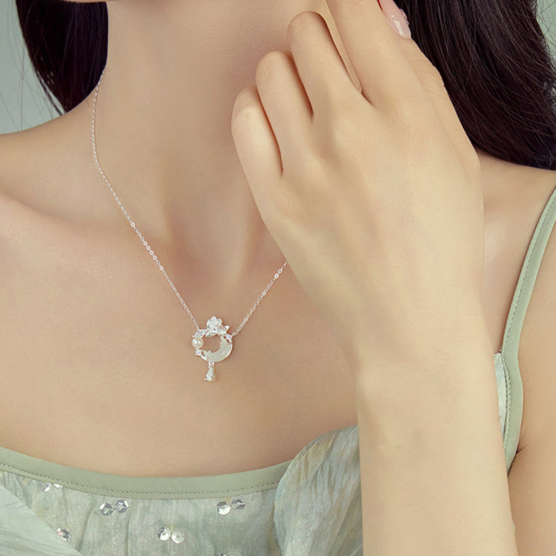 KarmaRipple's Hetian Jade 925 Sterling Silver Cubic Zirconia Pearl Pendant Necklace p5