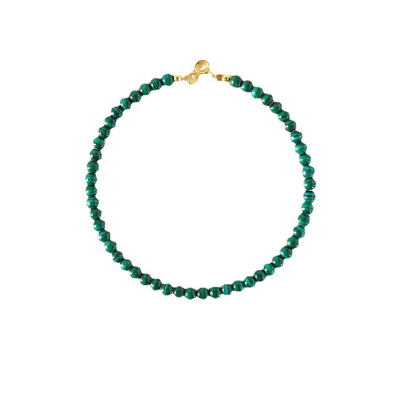 KarmaRipple's 4mm Authentic Malachite Beadwork 14k Gold Plated Bronze Anti-anxiety Bracelet p15