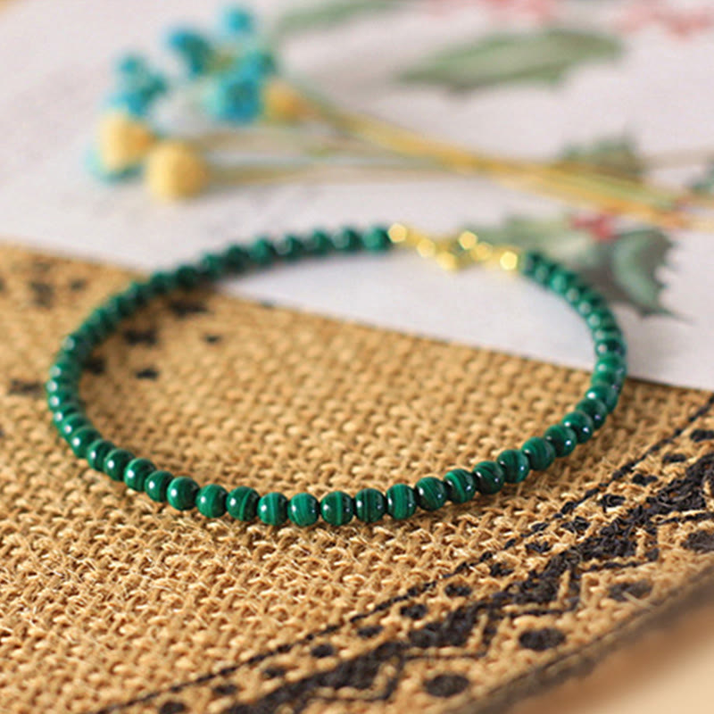 KarmaRipple's 4mm Authentic Malachite Beadwork 14k Gold Plated Bronze Anti-anxiety Bracelet p5