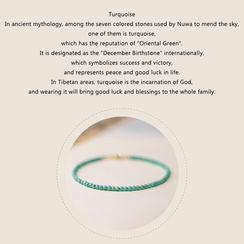 KarmaRipple's 2mm Turquoise Ultra-thin Beadwork 14k Gold Plated Bronze Wisdom Bracelet p13