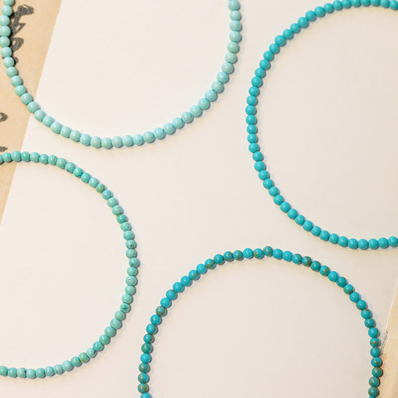 KarmaRipple's 2mm Turquoise Ultra-thin Beadwork 14k Gold Plated Bronze Wisdom Bracelet p7