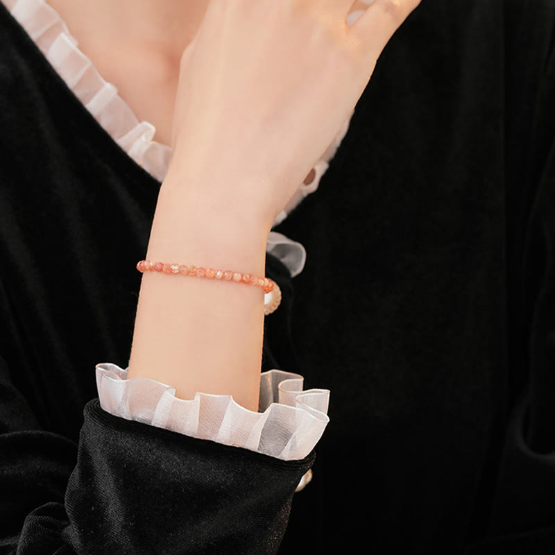 KarmaRipple's 3mm Sun Stone Ultra-thin Beadwork 14k Gold Plated Bronze Wealth Bracelet p11