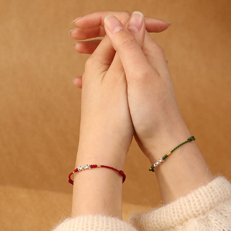 KarmaRipple's 925 Sterling Silver String Protection Fortune Ultra-Thin Woven Bracelet Anklet p15