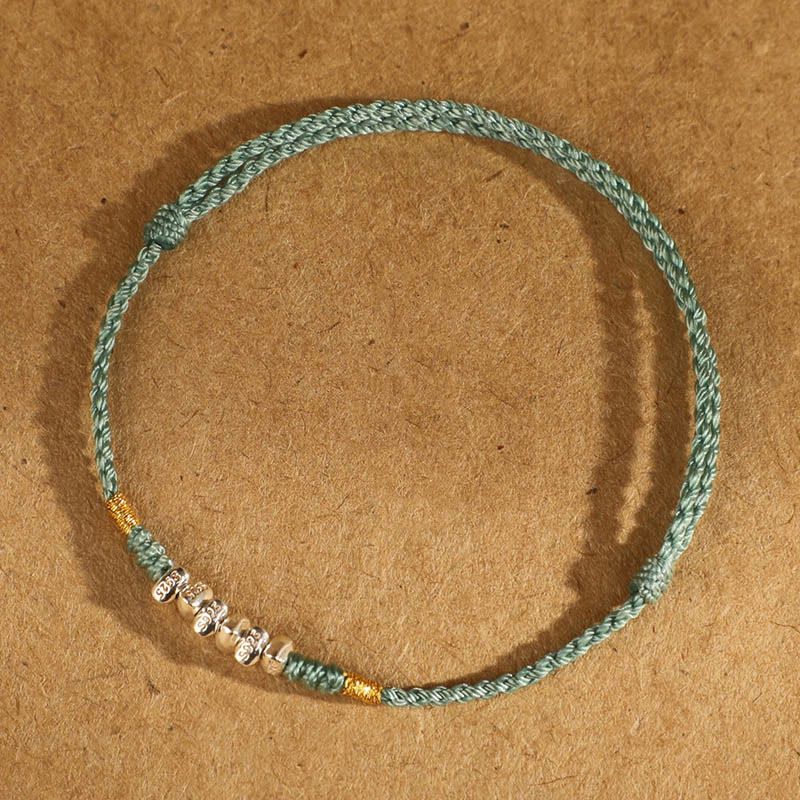 KarmaRipple's 925 Sterling Silver String Protection Fortune Ultra-Thin Woven Bracelet Anklet p24