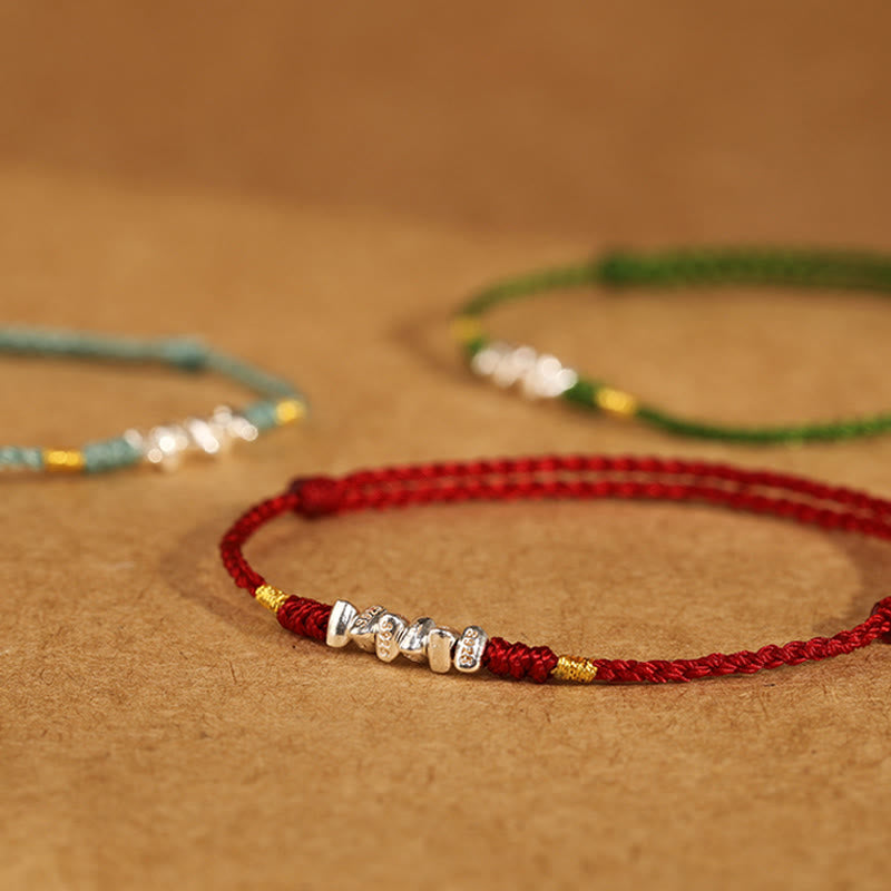 KarmaRipple's 925 Sterling Silver String Protection Fortune Ultra-Thin Woven Bracelet Anklet p16