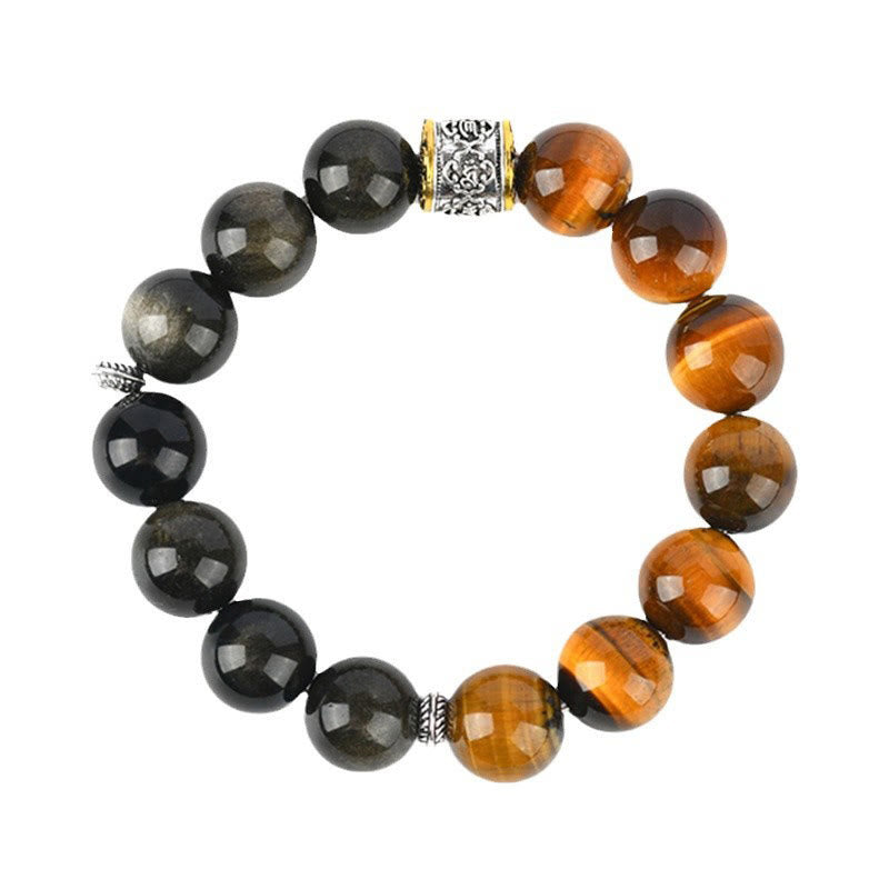KarmaRipple's Tiger Eye Gold Sheen Obsidian Om Mani Padme Hum Bracelet p10