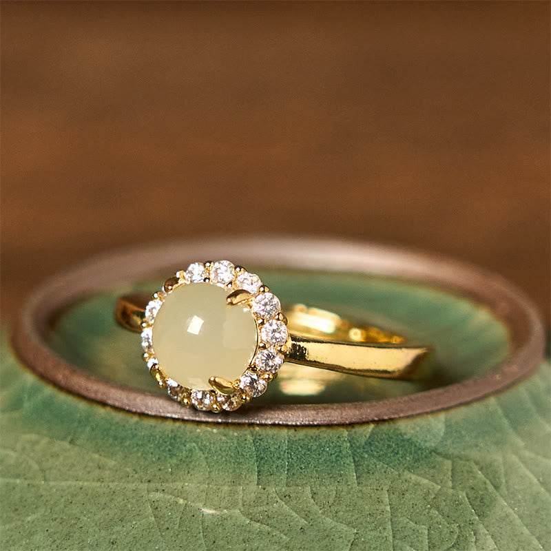 KarmaRipple's Authentic Hetian Jade Egg Bronze Open Fortune Prosperity Ring p2