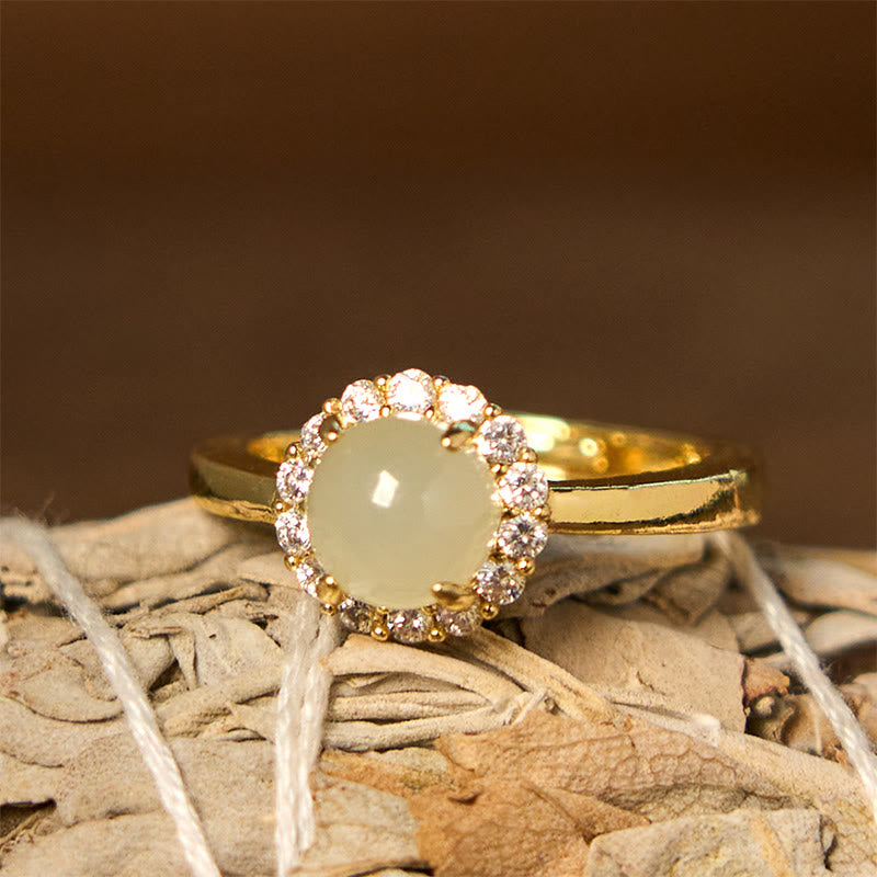 KarmaRipple's Authentic Hetian Jade Egg Bronze Open Fortune Prosperity Ring p1