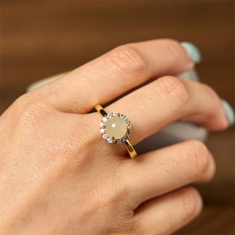 KarmaRipple's Authentic Hetian Jade Egg Bronze Open Fortune Prosperity Ring p4