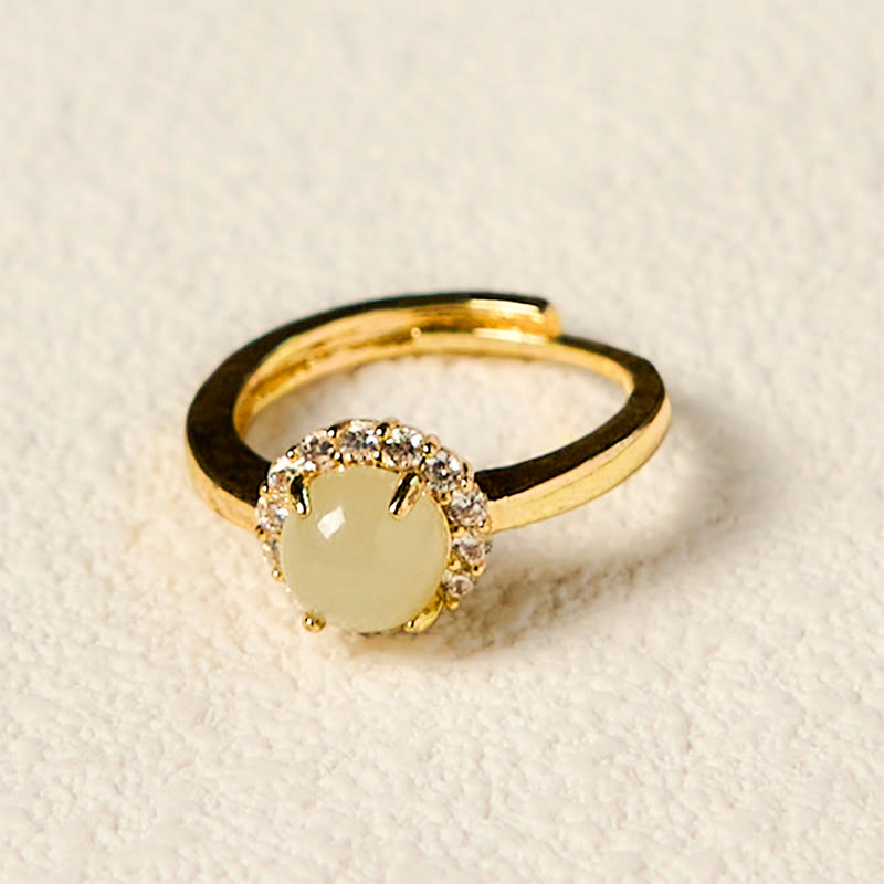 KarmaRipple's Authentic Hetian Jade Egg Bronze Open Fortune Prosperity Ring p3