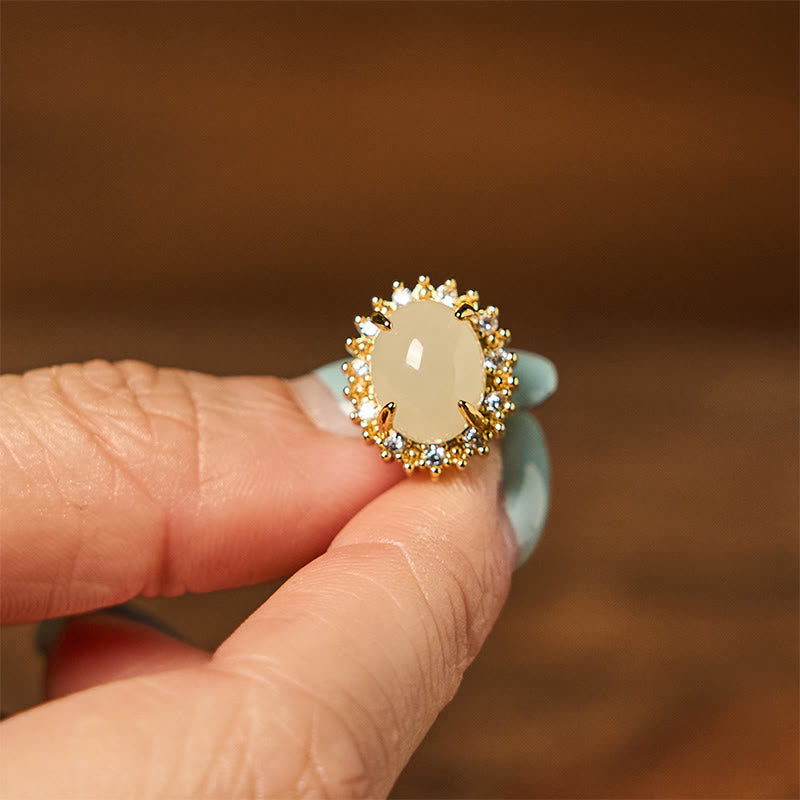 KarmaRipple's Authentic Hetian Jade Egg Bronze Prosperity Earrings p9