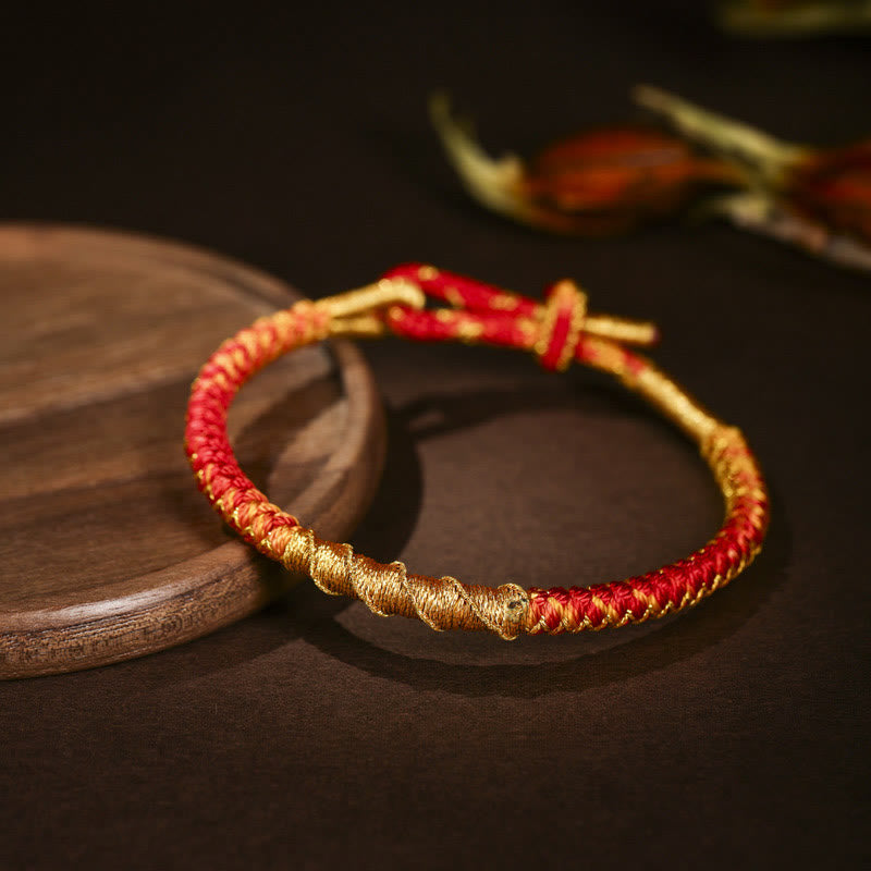 KarmaRipple's Tibetan Colorful Gold Thread Dragon Scale Weave Protection Woven Bracelet p1