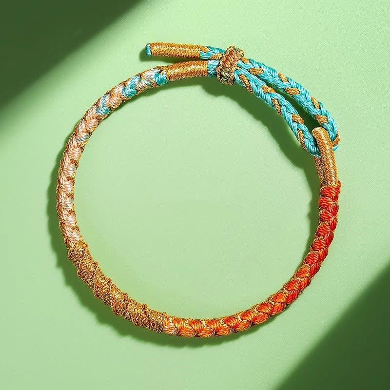 KarmaRipple's Tibetan Colorful Gold Thread Dragon Scale Weave Protection Woven Bracelet p6