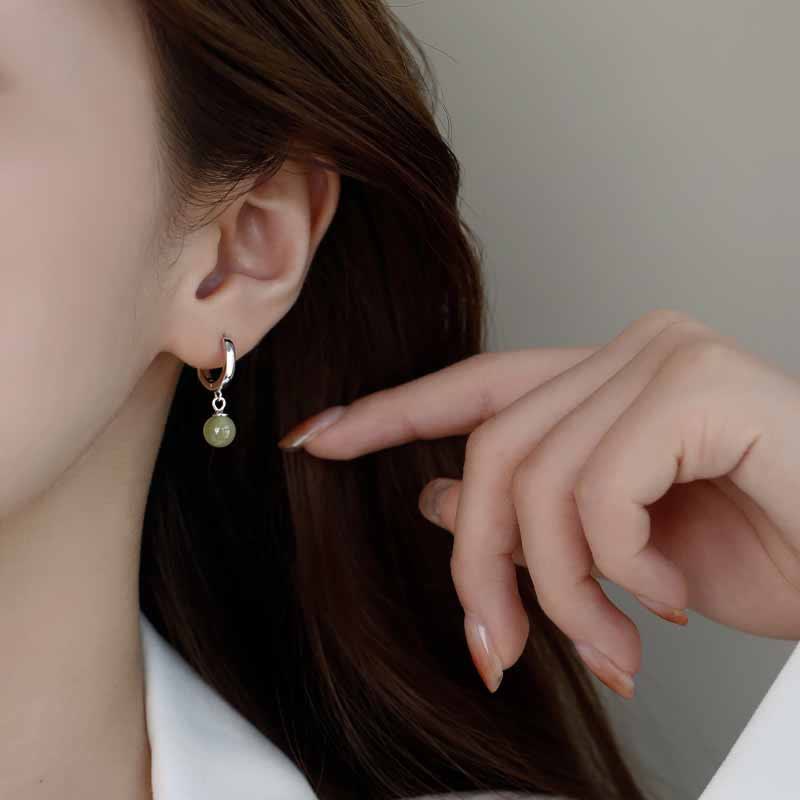 KarmaRipple's Round Jade Bead Prosperity Earrings p7