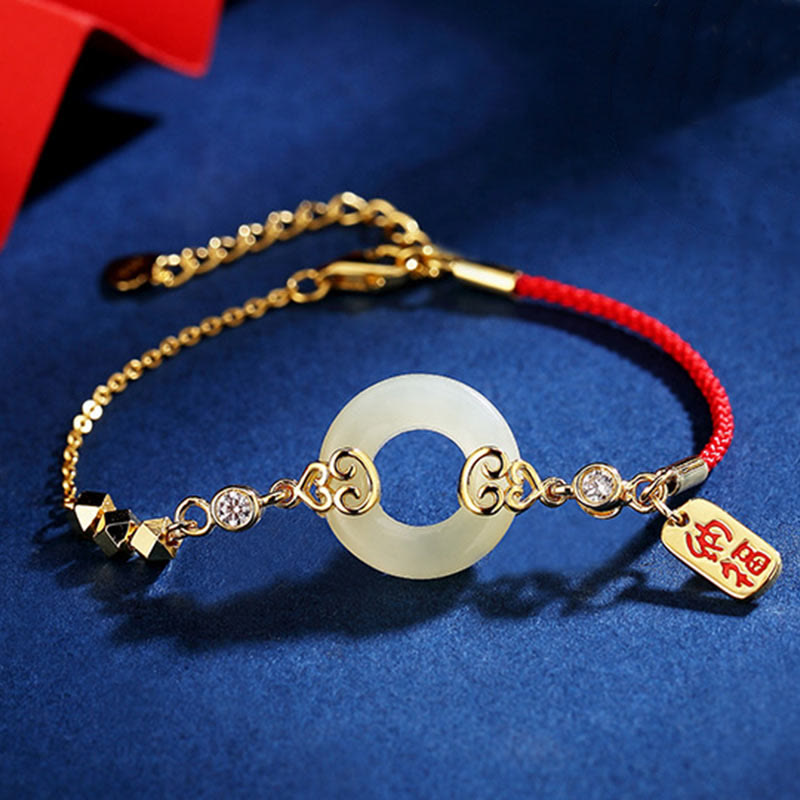 KarmaRipple's 925 Sterling Silver Authentic Hetian Jade Gourd Peace Buckle Zircon Fortune Bracelet Pendant Necklace Earrings p15