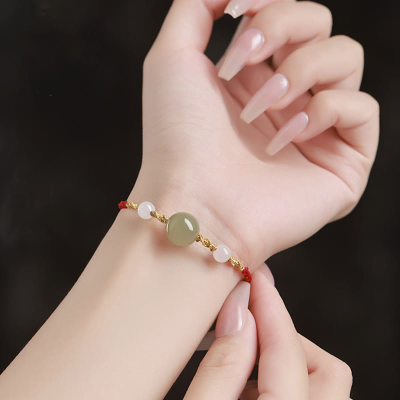 KarmaRipple's Hetian Jade Black Onyx Red Agate Bead Fortune Woven Bracelet p16