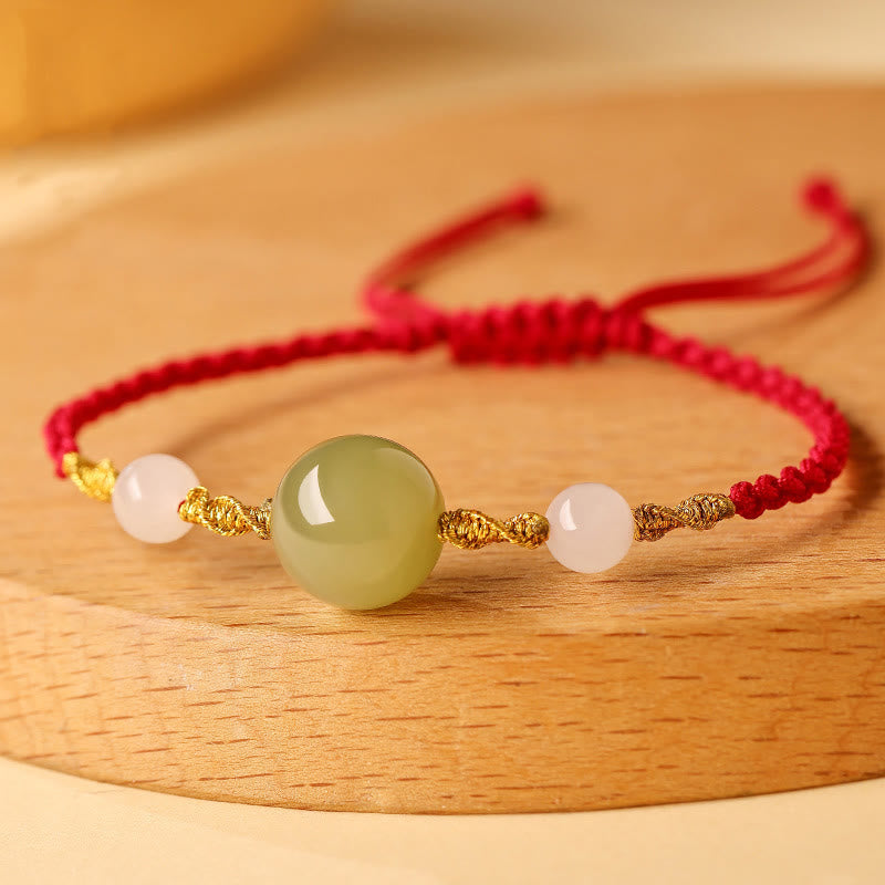 KarmaRipple's Hetian Jade Black Onyx Red Agate Bead Fortune Woven Bracelet p9