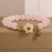 KarmaRipple's Rose Quartz Peach Blossom Hetian Jade Fu Character Relationships Balancing Bracelet