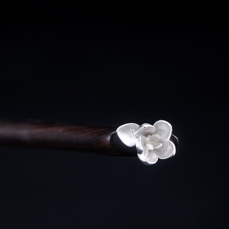 KarmaRipple's 925 Sterling Silver Classical Ebony Magnolia Flower Blessing Hairpin p3