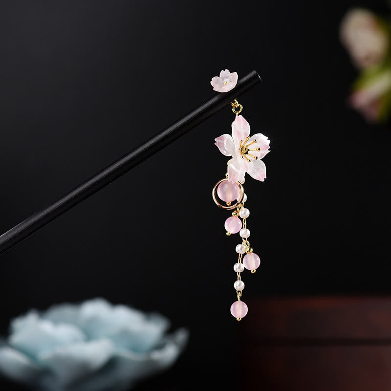 KarmaRipple's Artistic Style Pear Blossom Tassel Wood Hairpin p6