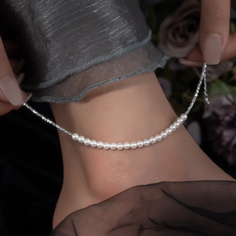 KarmaRipple's 925 Sterling Silver Pearl Beadwork Protection Anklet p14