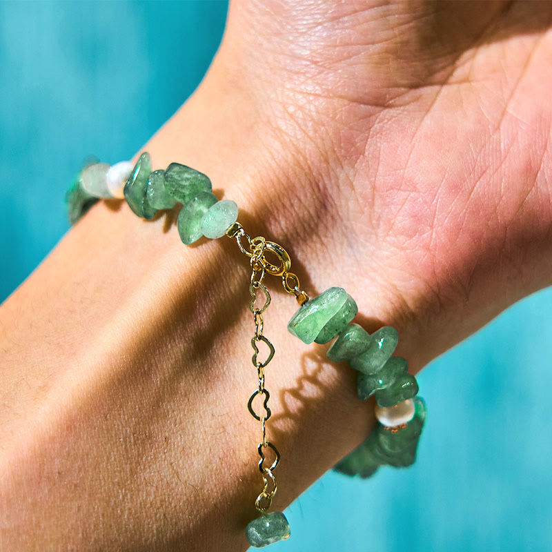 KarmaRipple's Authentic Strawberry Quartz Green Strawberry Quartz Super Seven Gemstone Flower Balancing Bracelet p11