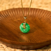 KarmaRipple's Cyan Jade Peace Buckle Balancing Fortune Pendant Necklace