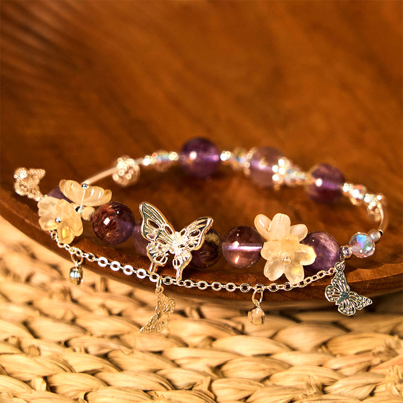 KarmaRipple's Authentic Purple Phantom Butterfly Flowers Wisdom Bracelet p2