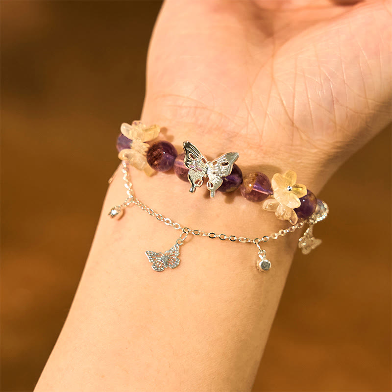 KarmaRipple's Authentic Purple Phantom Butterfly Flowers Wisdom Bracelet p5