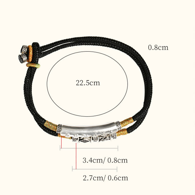 KarmaRipple's Dragon Weave Sterling Silver Om Mani Padme Hum Double Hand Woven Bracelet p6