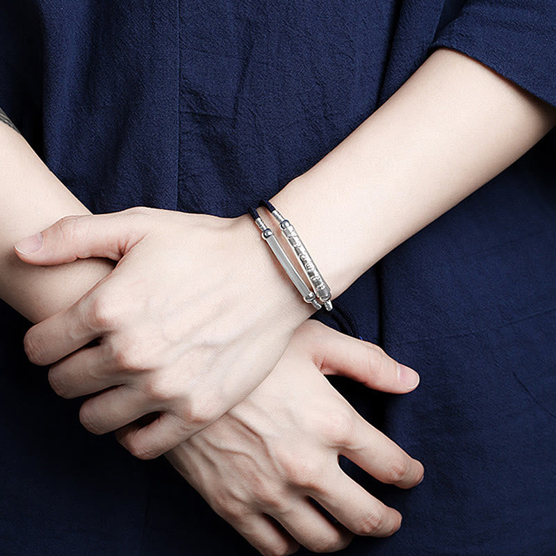 KarmaRipple's Dragon Weave Sterling Silver Om Mani Padme Hum Double Hand Woven Bracelet p12