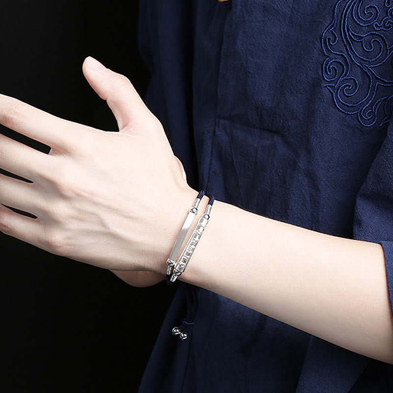 KarmaRipple's Dragon Weave Sterling Silver Om Mani Padme Hum Double Hand Woven Bracelet p11