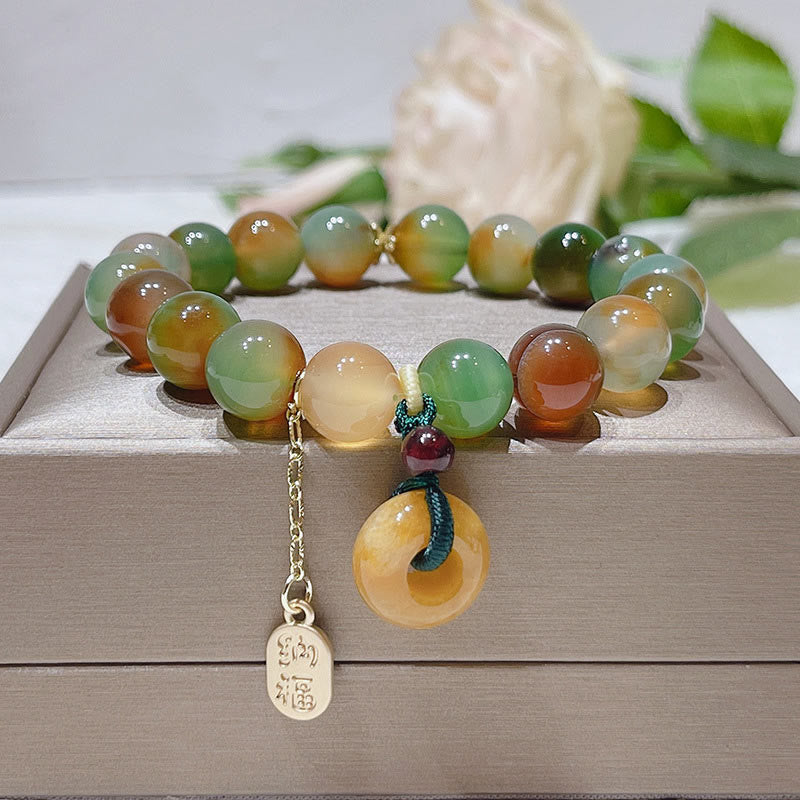 KarmaRipple's Peacock Agate Topaz Peace Buckle Nafu Balance Bracelet p1