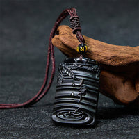 KarmaRipple's Authentic Black Obsidian Bamboo Fulfillment Pendant Necklace