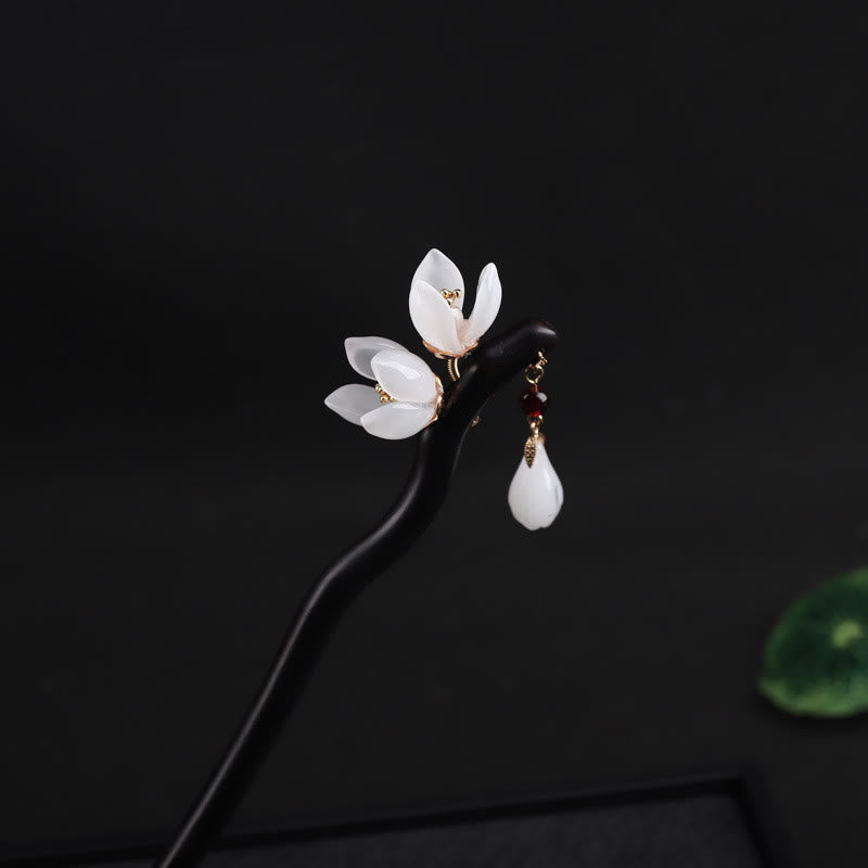 KarmaRipple's Ebony Magnolia Flower Petals Blessing Hairpin p5