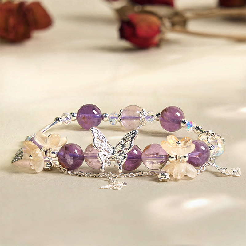 KarmaRipple's Authentic Purple Phantom Butterfly Flowers Wisdom Bracelet p3