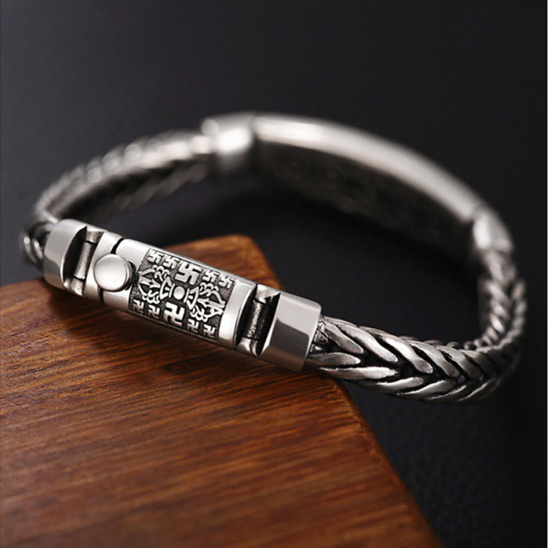 KarmaRipple's Tibetan Bronze Weave Om Mani Padme Hum Relief Vajra Peace Metal Bracelet p3